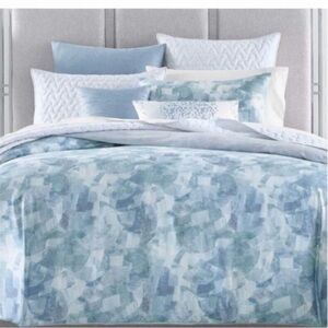 NWT Hotel Collection Lagoon Pima Cotton Queen Comforter Blue Abstract Print
